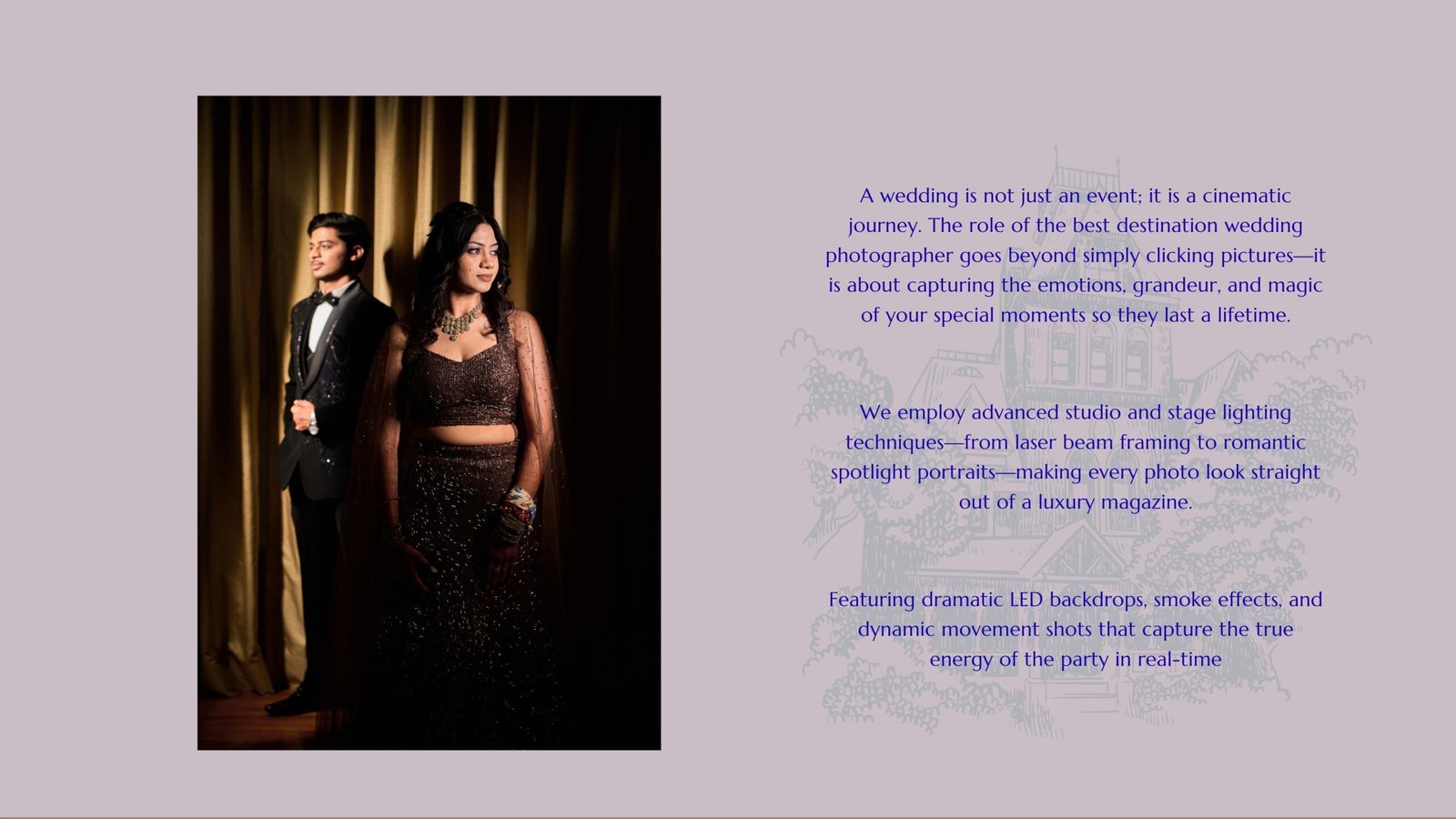Saurabh and Meghna grand engagement stage exchange of rings with cinematic blue lighting by Viresh Studio