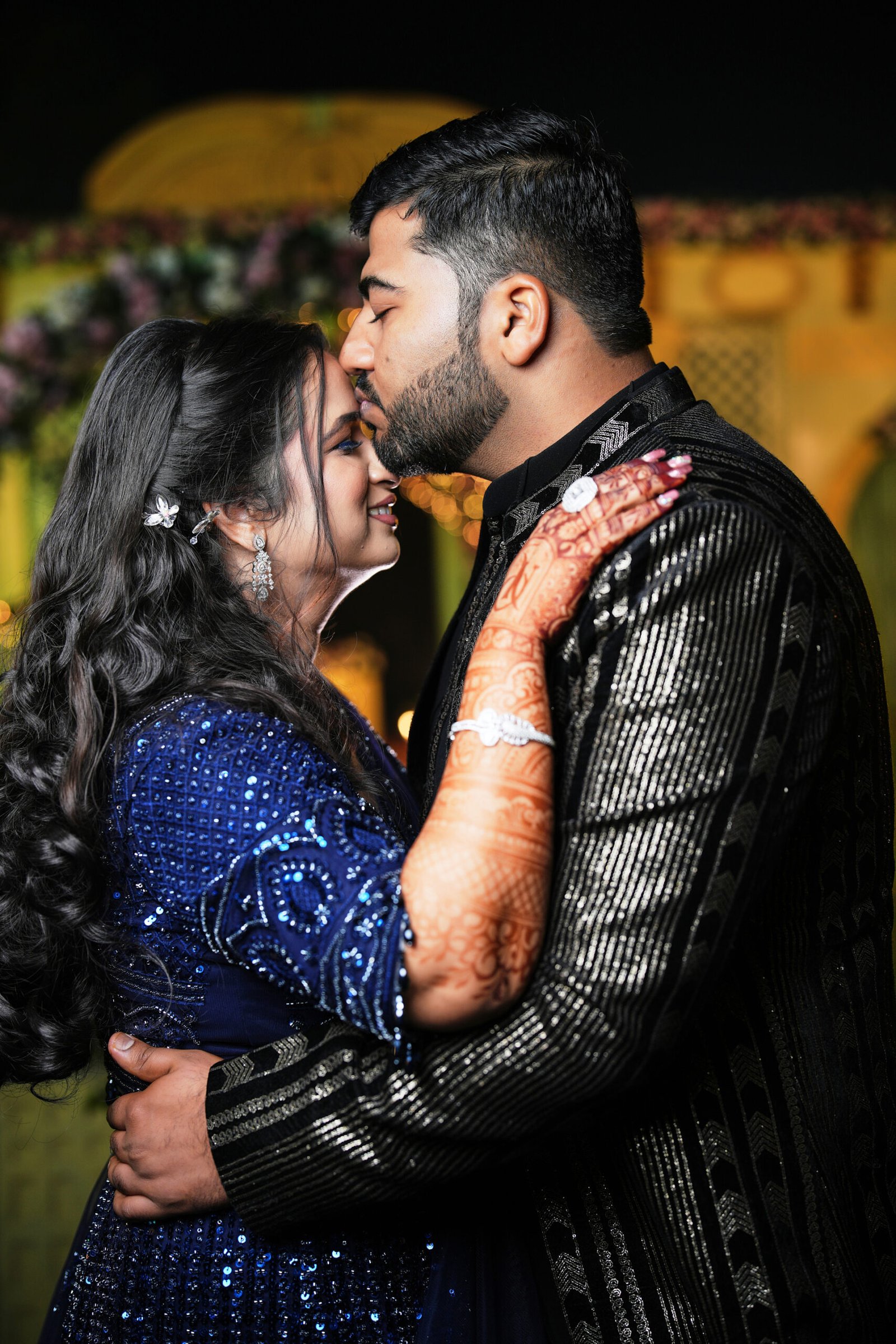 indian wedding couple poses engagement