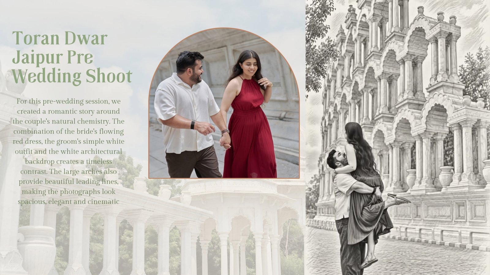 Editorial white marble architecture and palace staircase pre-wedding couple shot