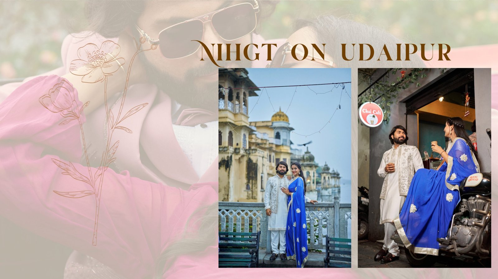 Couple enjoying a romantic pre-wedding photoshoot near Lake Pichola
