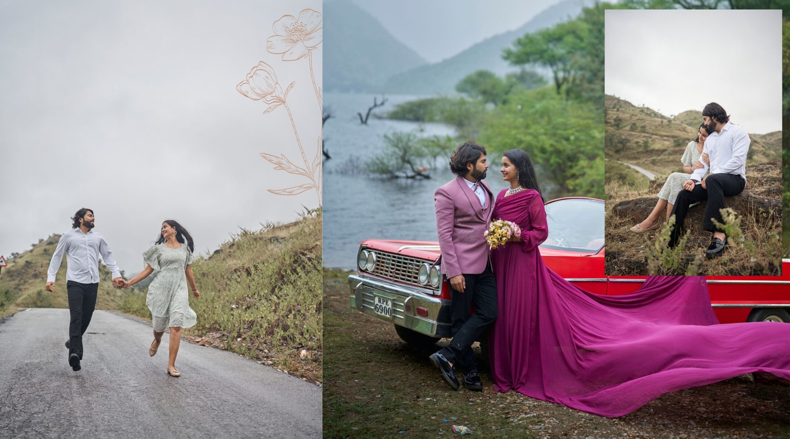 Couple enjoying a romantic pre-wedding photoshoot near Lake Pichola