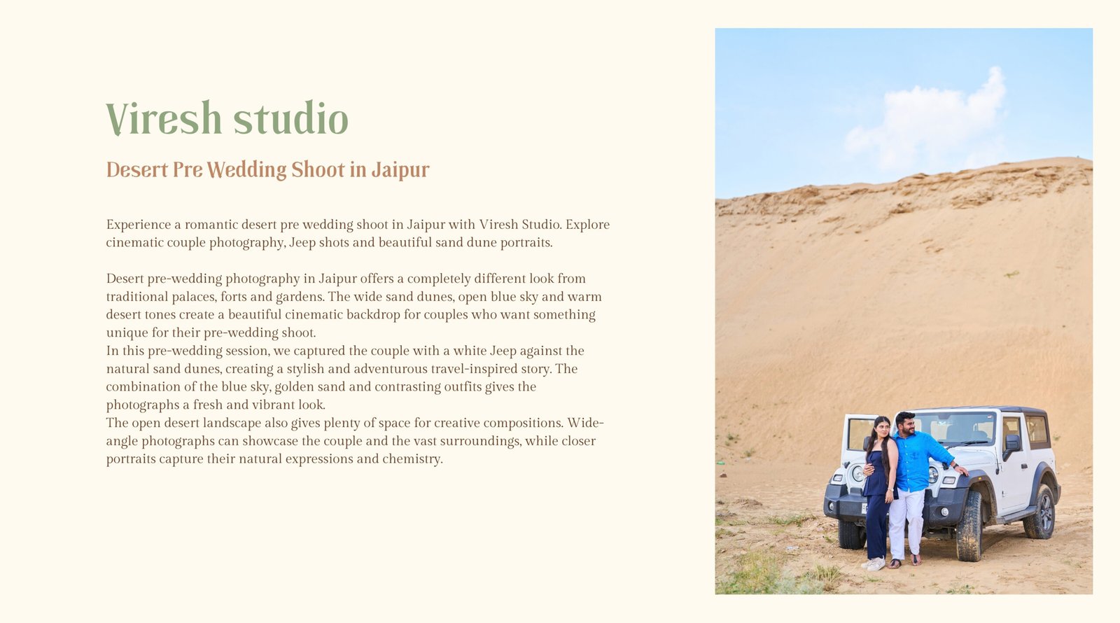 Modern couple poses with off-road vehicle in Jaipur sand dunes